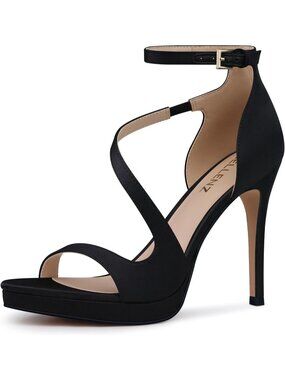 Women's Satin Black Stiletto High Heels 4.3" Heel Wear Comfortable Formal Shoes